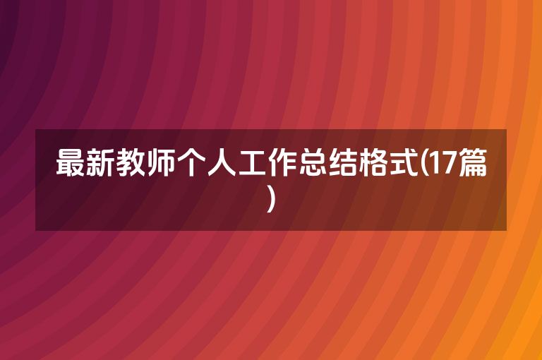 最新教师个人工作总结格式(17篇)