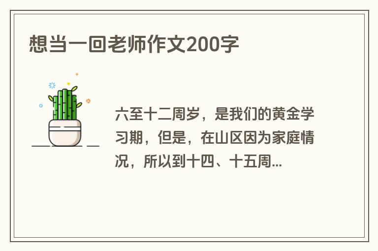 想当一回老师作文200字