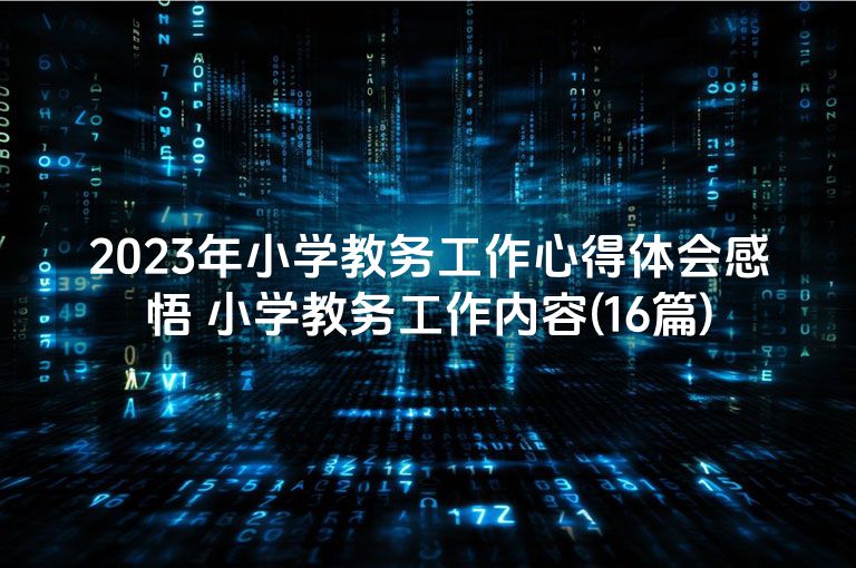 2023年小学教务工作心得体会感悟 小学教务工作内容(16篇)