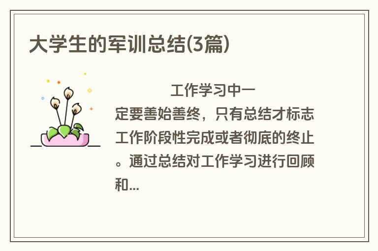 大学生的军训总结(3篇)
