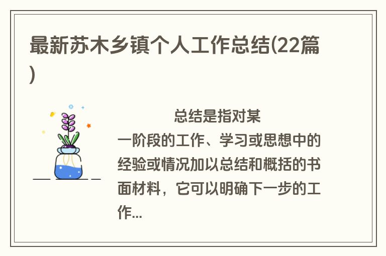 最新苏木乡镇个人工作总结(22篇)