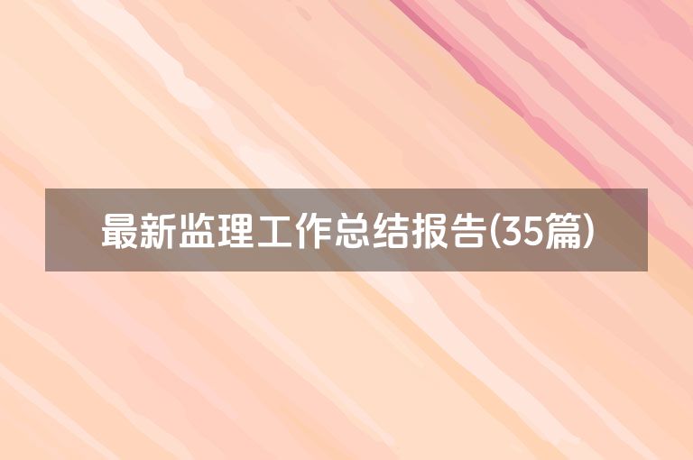 最新监理工作总结报告(35篇)