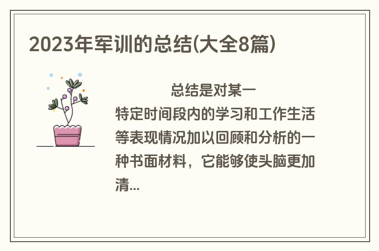 2023年军训的总结(大全8篇)