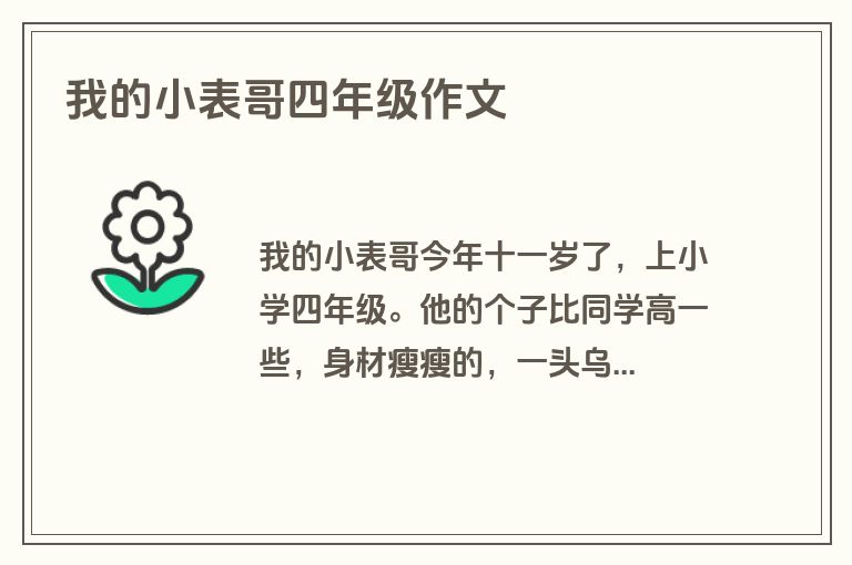 我的小表哥四年级作文
