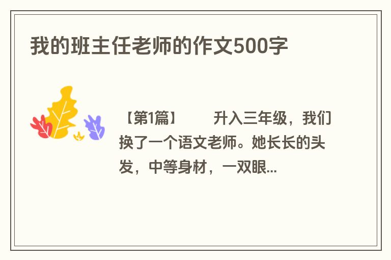 我的班主任老师的作文500字