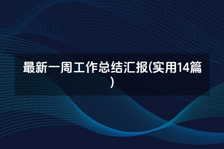 最新一周工作总结汇报(实用14篇)