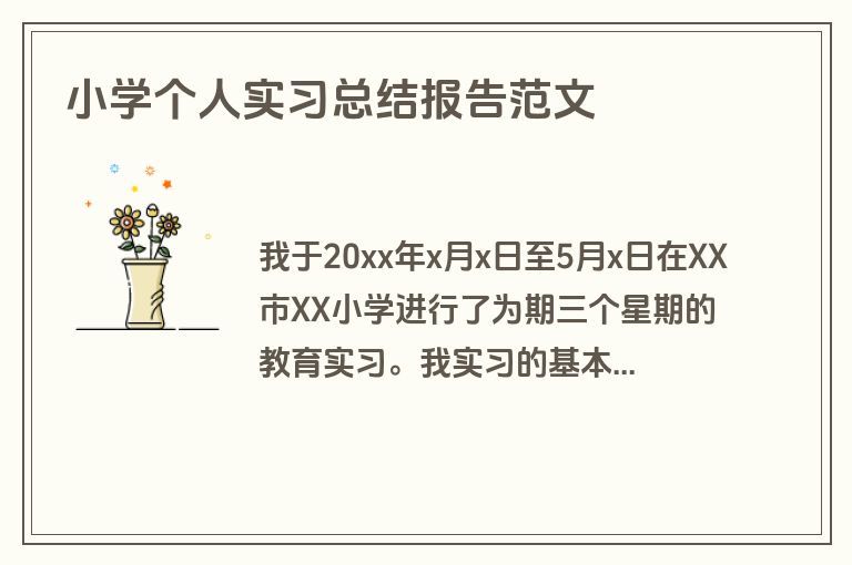 小学个人实习总结报告范文