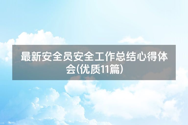 最新安全员安全工作总结心得体会(优质11篇)