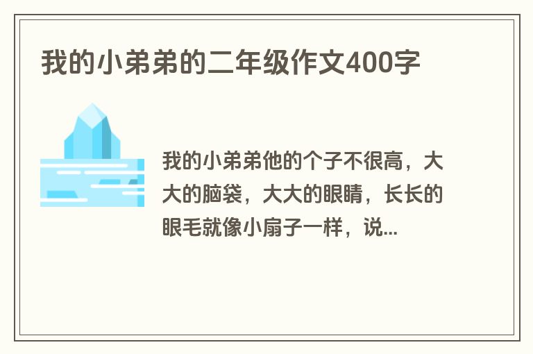 我的小弟弟的二年级作文400字