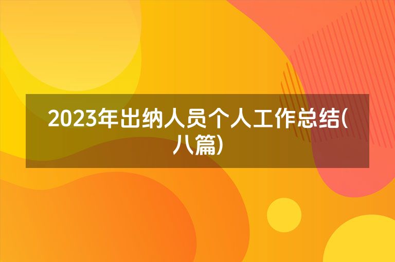 2023年出纳人员个人工作总结(八篇)