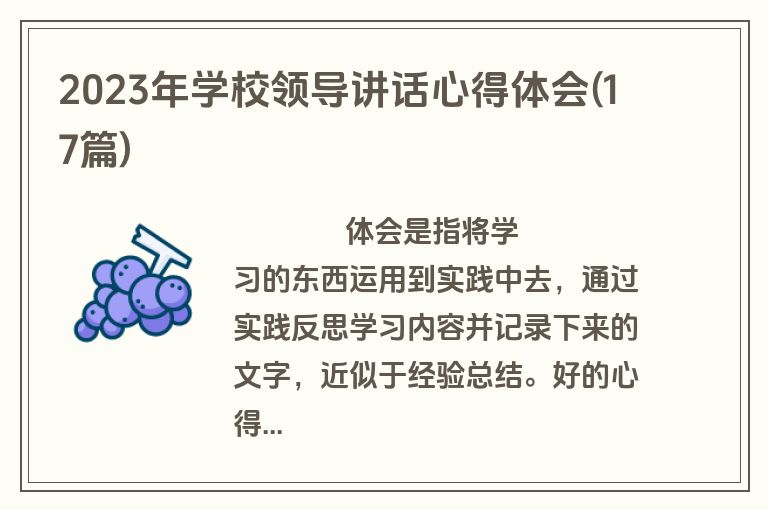 2023年学校领导讲话心得体会(17篇)