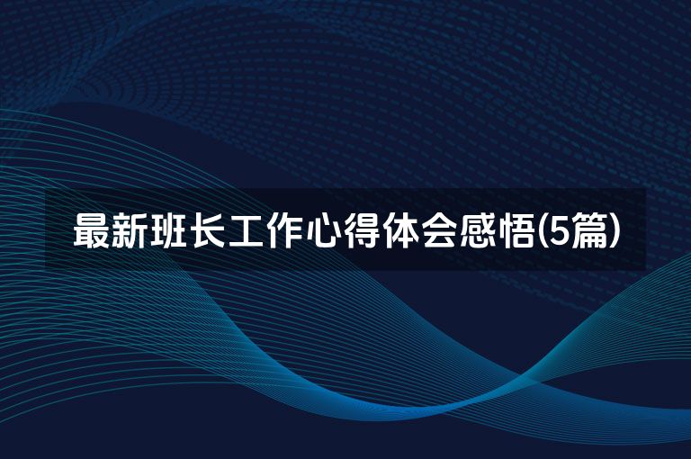 最新班长工作心得体会感悟(5篇)