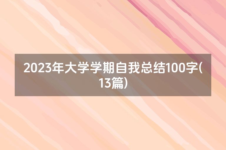 2023年大学学期自我总结100字(13篇)