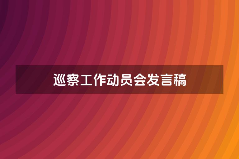 巡察工作动员会发言稿