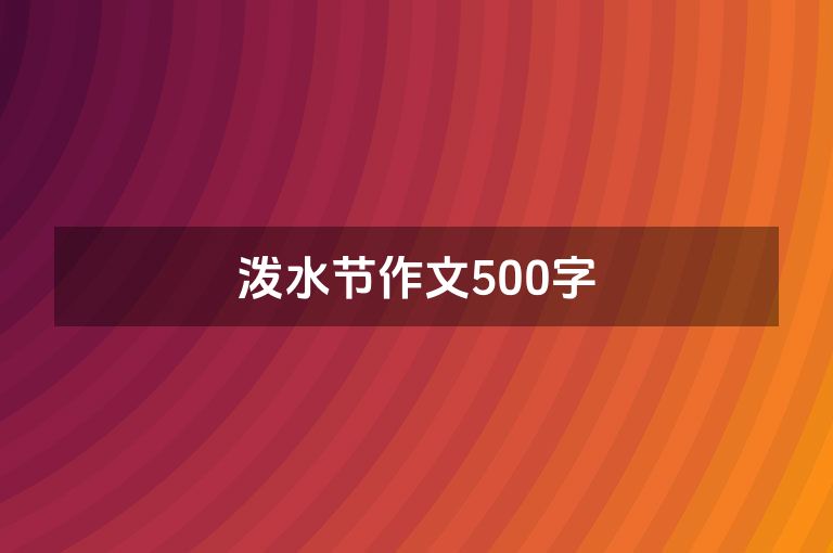 泼水节作文500字
