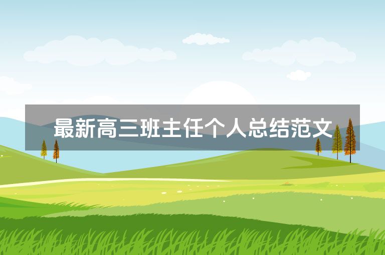 最新高三班主任个人总结范文