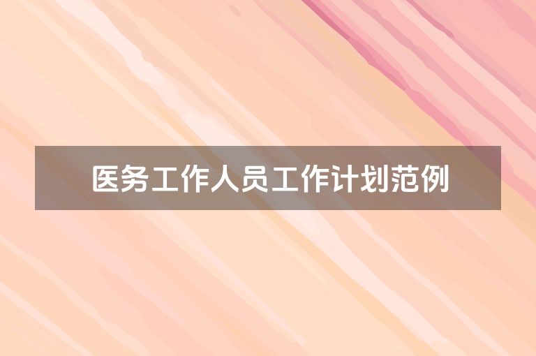 医务工作人员工作计划范例