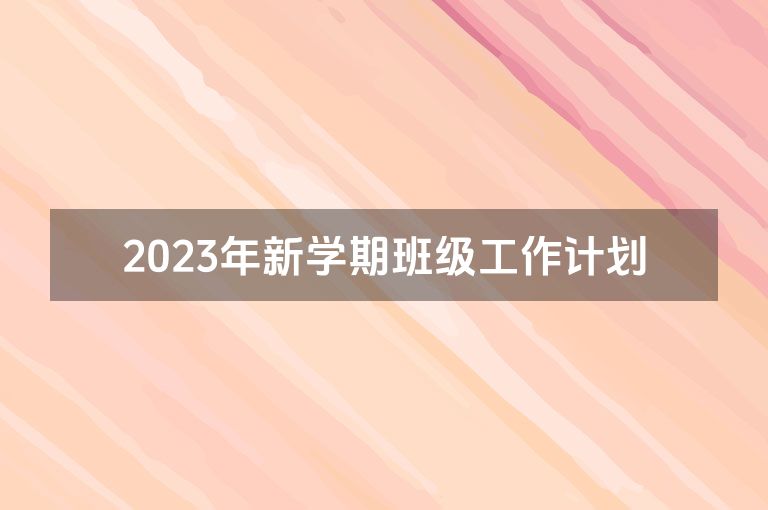 2023年新学期班级工作计划