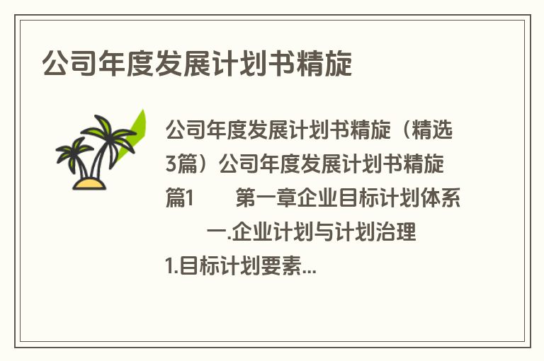 公司年度发展计划书精旋