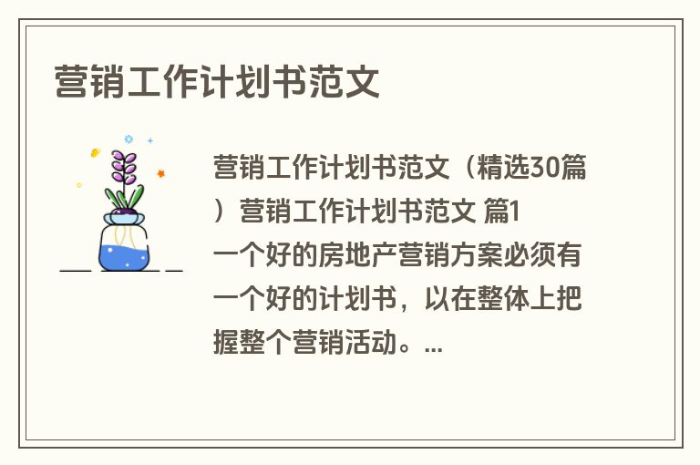 营销工作计划书范文
