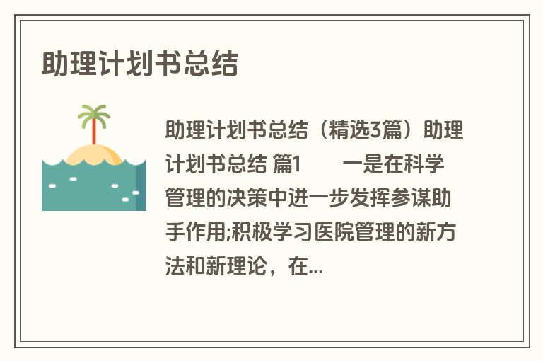 助理计划书总结