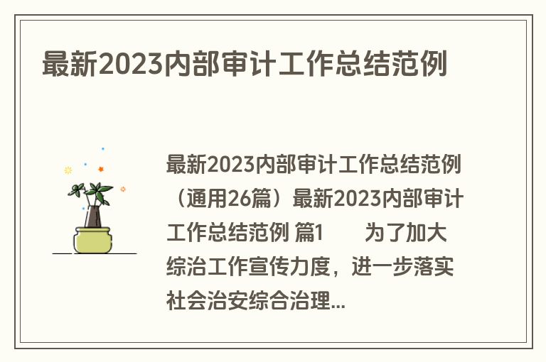 最新2023内部审计工作总结范例