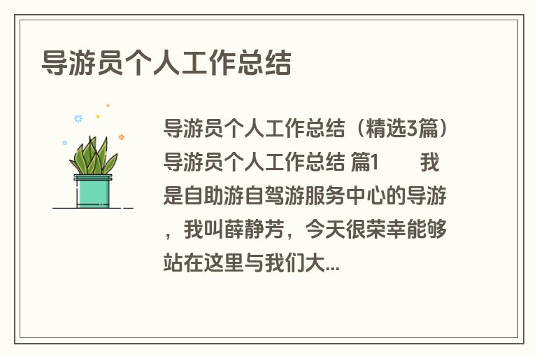 导游员个人工作总结