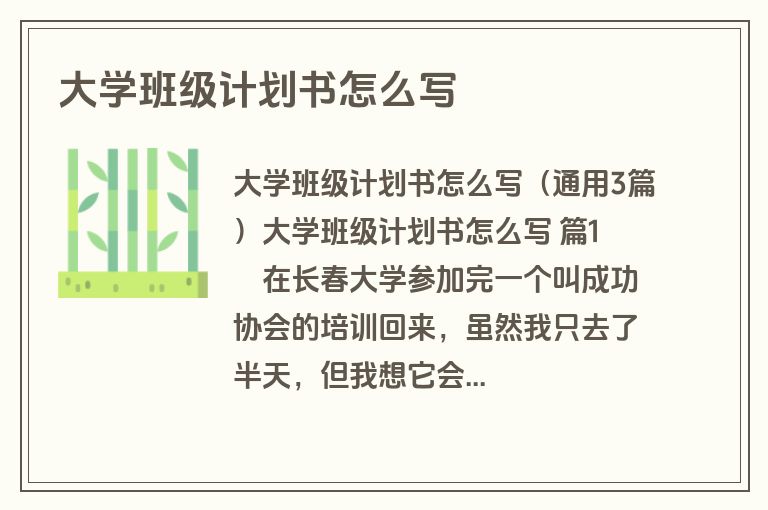 大学班级计划书怎么写