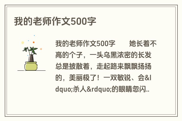 我的老师作文500字