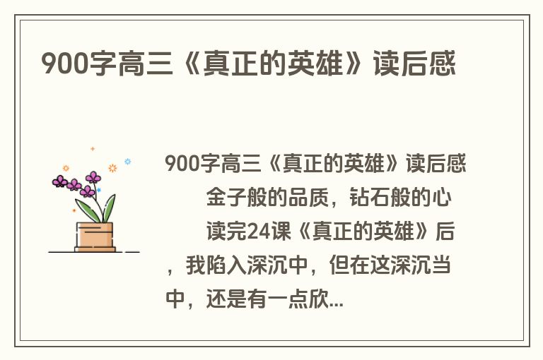 900字高三《真正的英雄》读后感