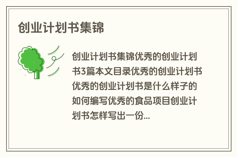 创业计划书集锦