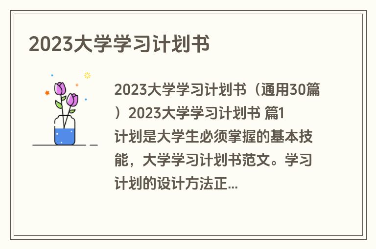2023大学学习计划书