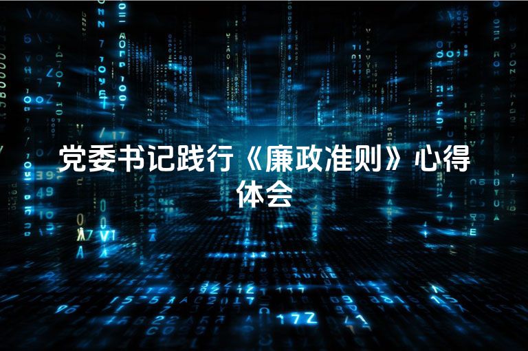 党委书记践行《廉政准则》心得体会