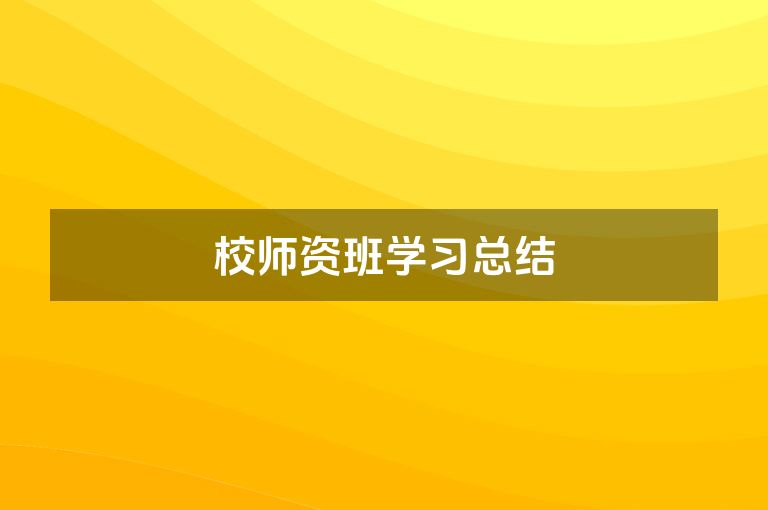 校师资班学习总结