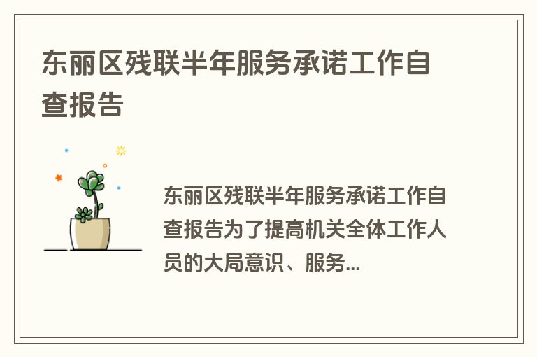 东丽区残联半年服务承诺工作自查报告