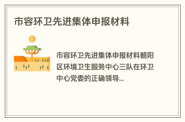 市容环卫先进集体申报材料