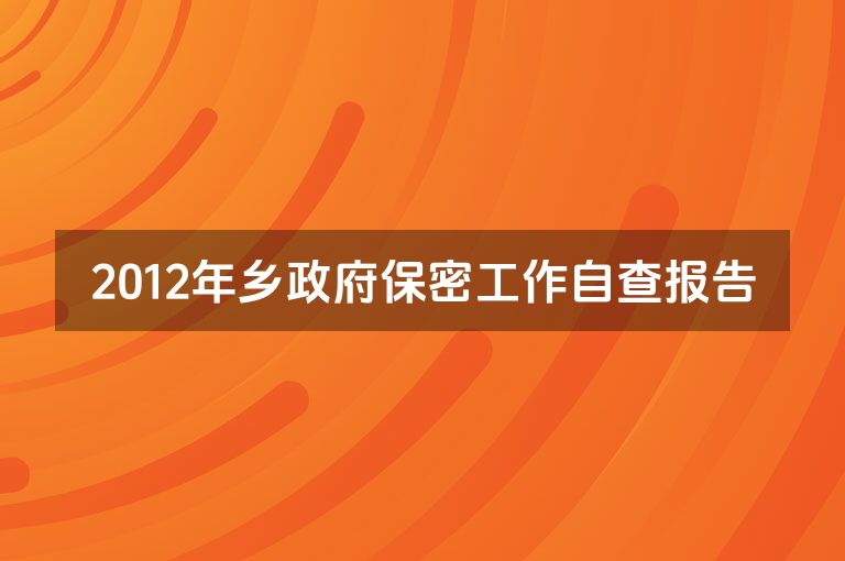 2012年乡政府保密工作自查报告