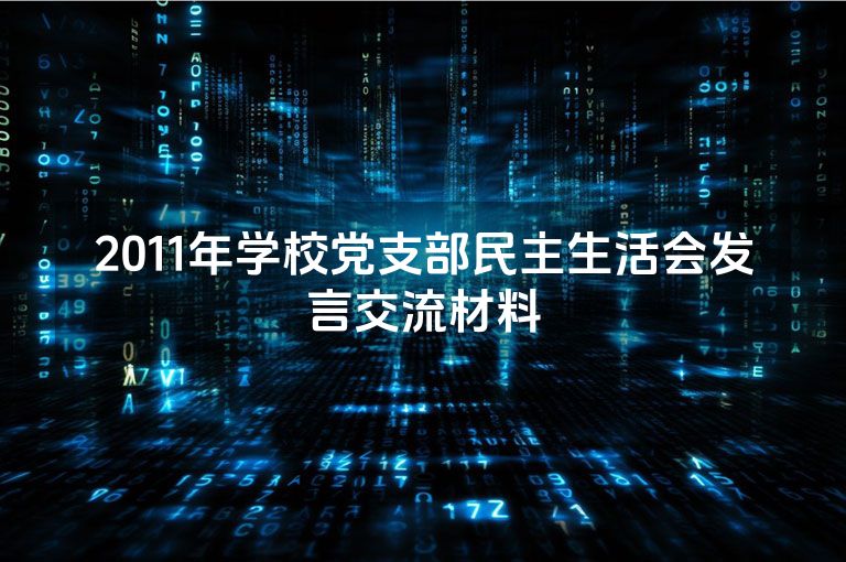 2011年学校党支部民主生活会发言交流材料