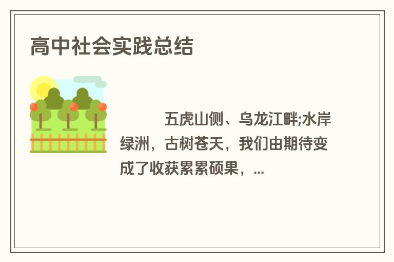 高中社会实践总结