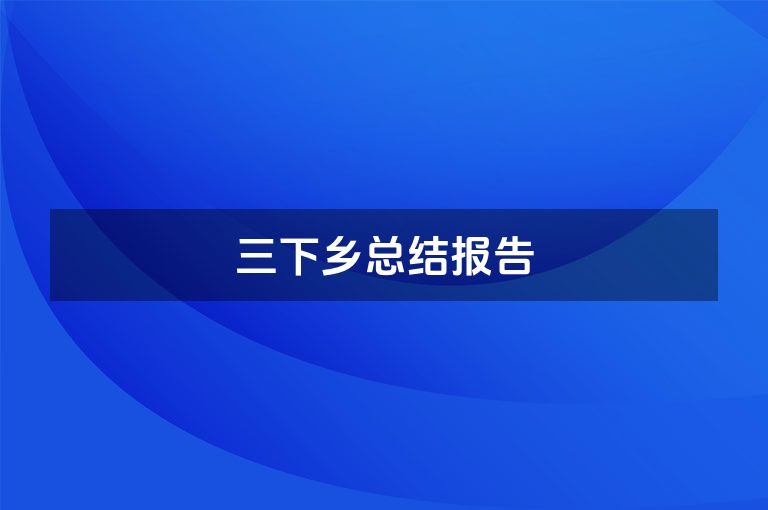 三下乡总结报告