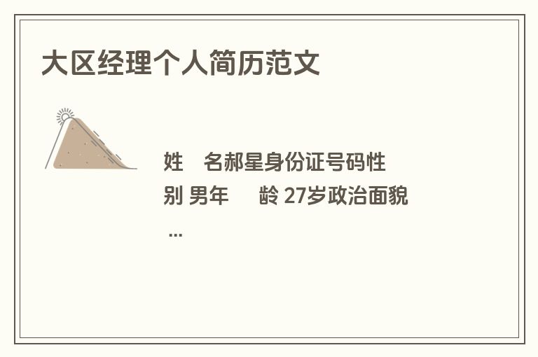 大区经理个人简历范文