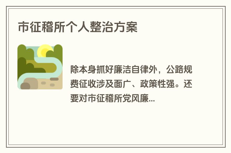 市征稽所个人整治方案