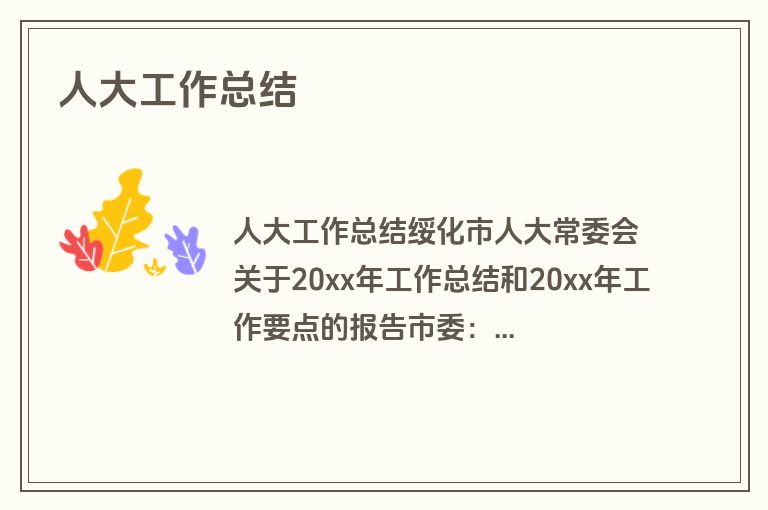 人大工作总结
