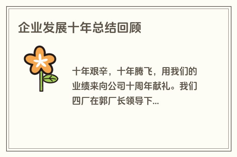 企业发展十年总结回顾