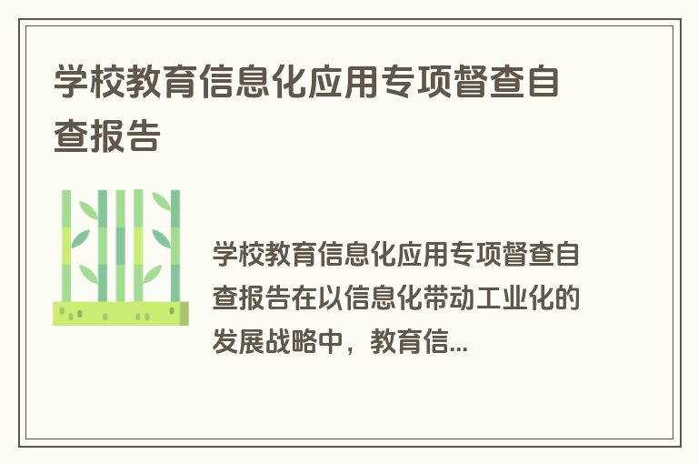 学校教育信息化应用专项督查自查报告