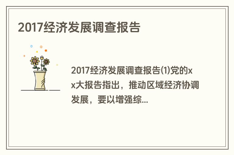 2017经济发展调查报告