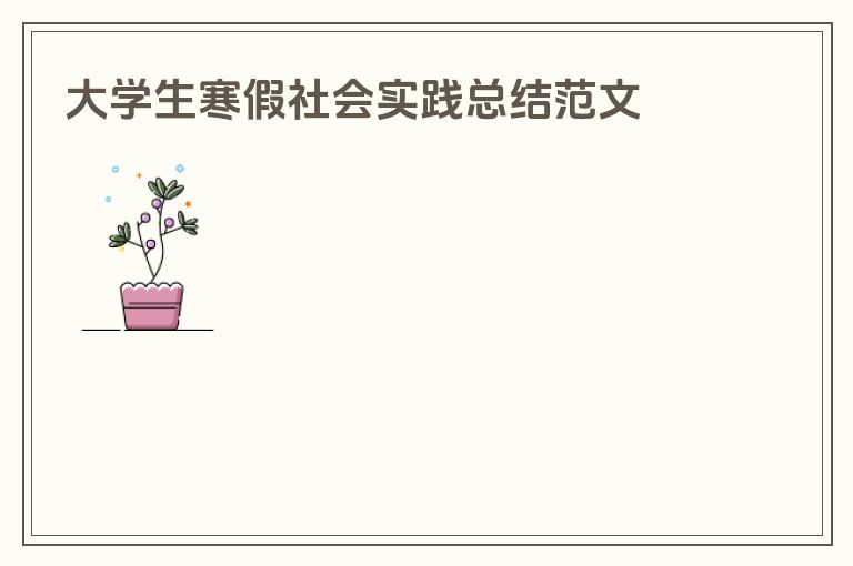 大学生寒假社会实践总结范文