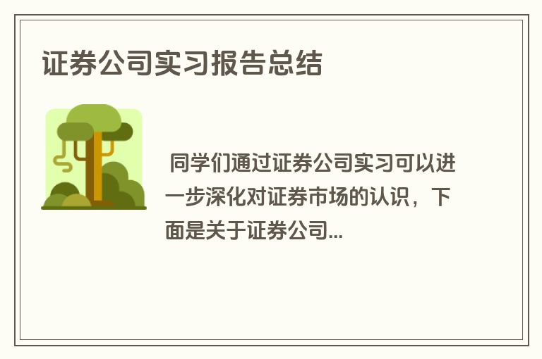 证券公司实习报告总结