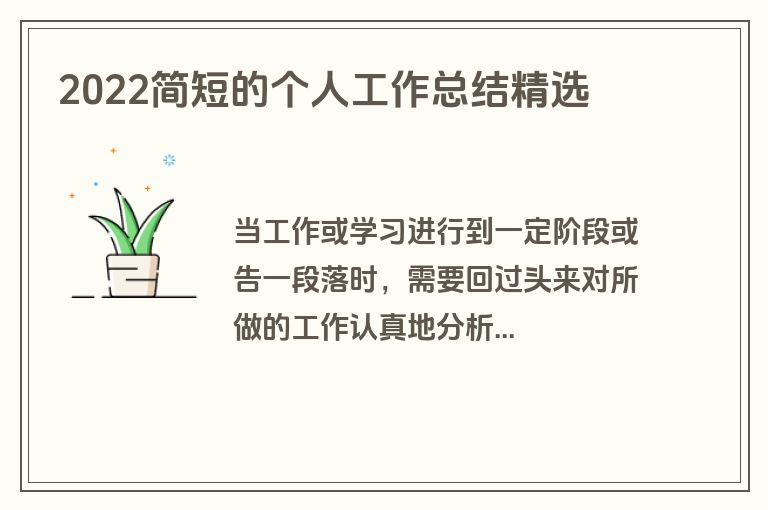 2022简短的个人工作总结精选