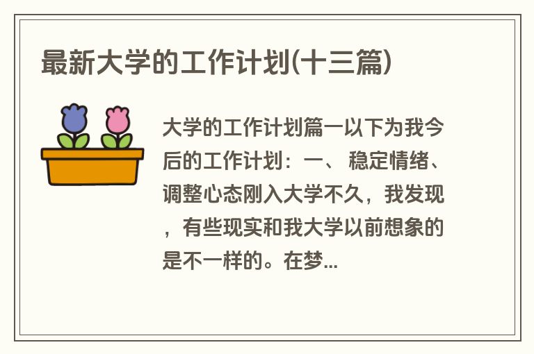 最新大学的工作计划(十三篇)